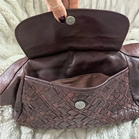 Liebeskind Berlin Brown Leather Satchel Bag Braided Straps - Picture 9 of 12